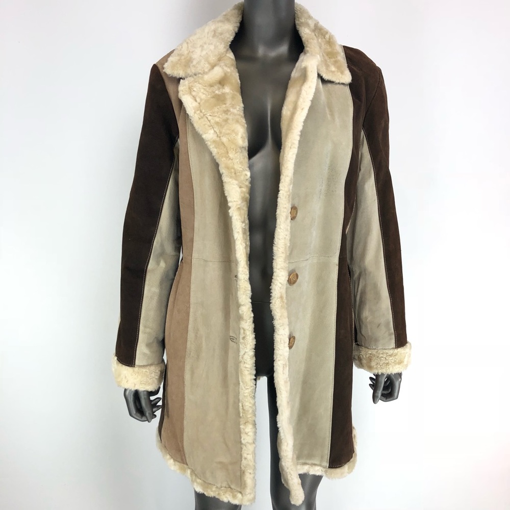 Colebrook Leather Suede Fux Trench Coat Large